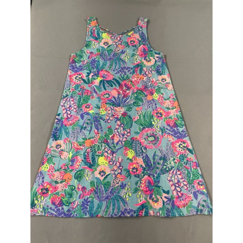 Lilly Pulitzer Vibrant Floral Kristen Shift Dress V-Back Tropical Lattice SM - Picture 8 of 14